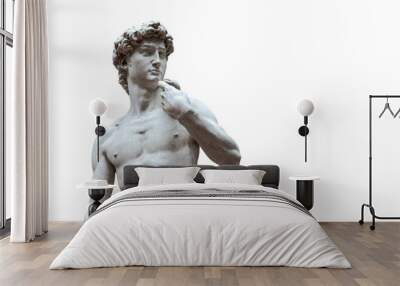 copy of the marble sculpture of david michelangelo isolated on white background. ancient greek sculp Wall mural