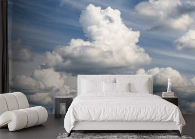 day blue sky with white cloud closeup as background Wall mural