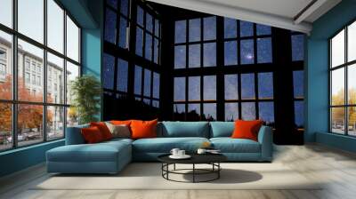 3d computer rendered illustration of windows over a photo I took of the milky way Wall mural