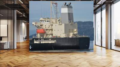 Telphoto of the wheelhouse of an ocean going cargo ship Wall mural