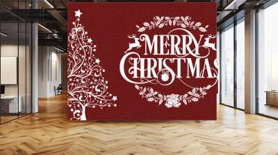 chirstmas and happy new year background banner invitation card tree Wall mural