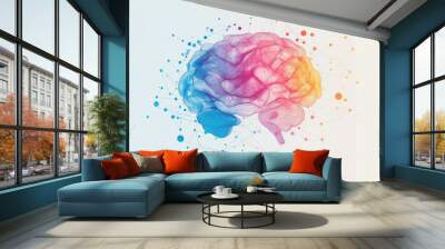 A colorful brain with a lot of dots and lines Wall mural