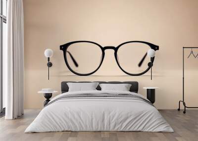 A pair of black glasses with a black frame Wall mural