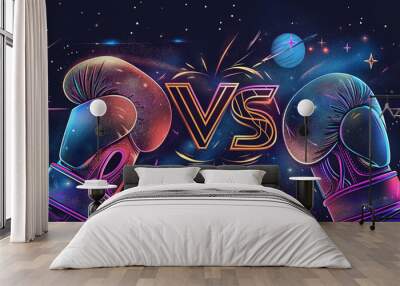 Two boxing gloves with the letters VS on them Wall mural