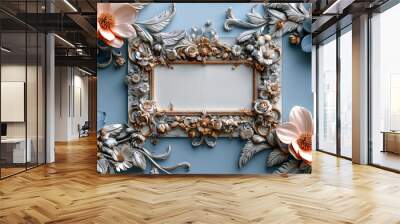 flower blooming frame antique, vintage art Wall mural