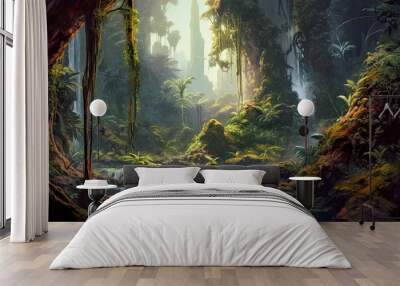 water in the jungle green background Wall mural