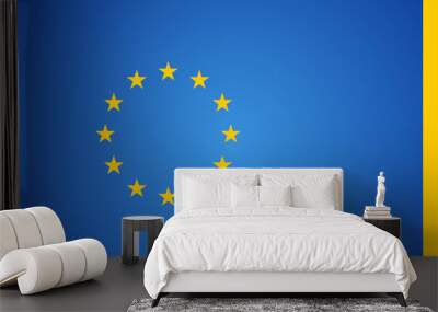 creative background as the flag of Europe background with border-left and border-right in blue and yellow, abstract Wall mural