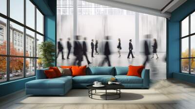 people in motion, fictional place, blurred as background Wall mural