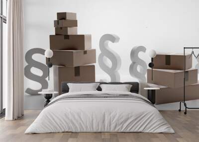 postal parcel logistics shipping parcels 3d-illustration brown packages Wall mural