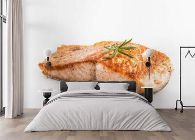 Salmon. Salmon roast steak isolated on white background Wall mural