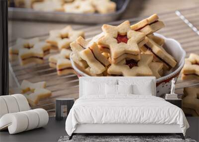 Tea biscuits glued with jam in a Christmas bowl Wall mural