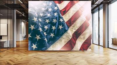 USA flag. American flag. American flag blowing in the wind Wall mural