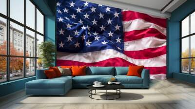 USA flag. American flag. American flag blowing wind. Fourth - 4th of July. Wall mural