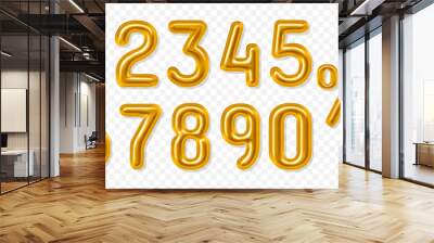 3d luxury golden number. Set of gold number digits numeric collection for birthday anniversary or sale element metal style 0 1 2 3 4 5 6 7 8 9  Wall mural