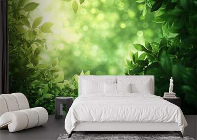 Green Leaves with Framing Element, Nature Background,
A digital background or element of graphics, for Birthday, anniversary party celebration wallpaper with copyspace. Wall mural