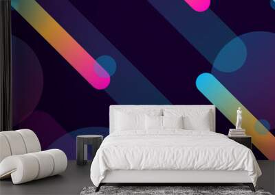 Vaporwave seamless 80's style pattern with geometric shapes. Wall mural