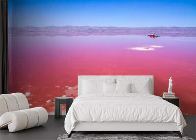 Beautiful pink Salt Lake of Shiraz, Iran. Wall mural