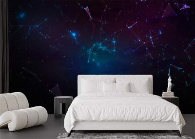 Abstract digital background with lines and points. Big data visualization. Technology science backdrop Wall mural