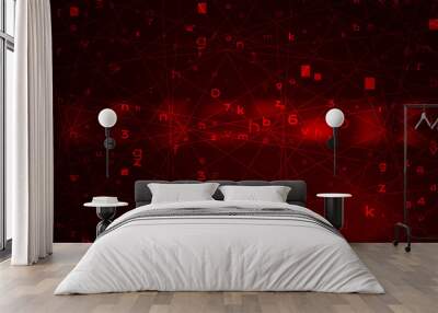 Abstract Red Background with Binary Code. Malware, or Hack Attack Concept Wall mural