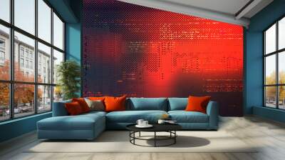 Abstract Technology Binary Code Dark Red Background Wall mural