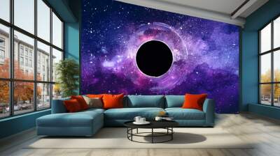 Black hole watercolor illustration. Space galaxy background Wall mural