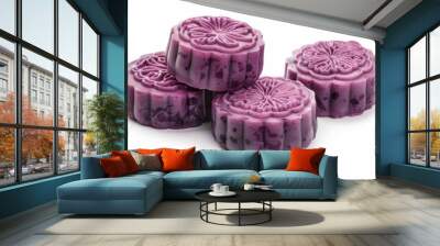 Delicious purple mooncakes beautifully arranged Wall mural