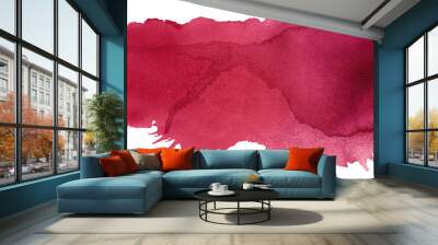 Hand painted brush strokes. Viva Magenta watercolor spots isolated on white background Wall mural