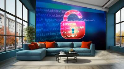 Internet cyber security background. Digital cyberspace with lock vector illustration Wall mural