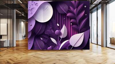 Multi layers purple color texture 3D papercut background. Ai generative illusration Wall mural