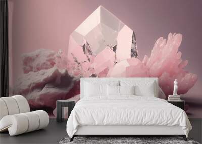 Mysterious pink crystal abstract generative background Wall mural