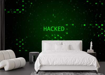 Tech Dark Green Background. Cyber Attack, Matrix Wall mural