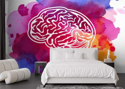 vector colorful watercolor brain, creativity concept illustration Wall mural