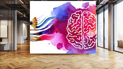 vector colorful watercolor brain, creativity concept illustration Wall mural