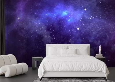 Vector cosmic watercolor illustration. Colorful space background with stars Wall mural