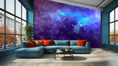 Vector cosmic watercolor illustration. Colorful space background with stars Wall mural