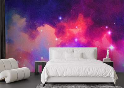 Vector cosmic watercolor illustration. Colorful space background Wall mural