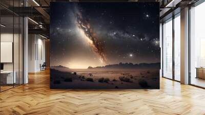 Watercolor glowing space with stars. Fantasy galaxy generative AI background Wall mural