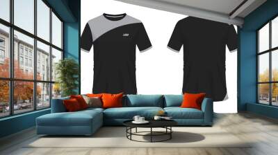 T-shirt grey and black soccer or football template for team club on white background. Jersey sport, vector illustration eps 10. Wall mural