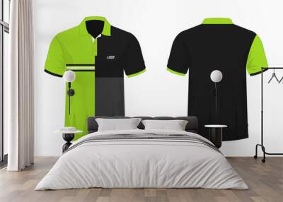 T-shirt Polo green and black template for design on white background. Vector illustration eps 10. Wall mural