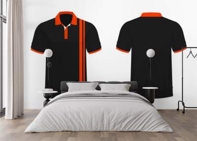 T-shirt Polo orange and black template for design on white background. Vector illustration eps 10. Wall mural