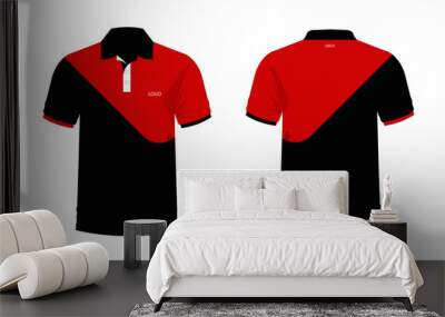 T-shirt Polo red and black template for design on white background. Vector illustration eps 10. Wall mural