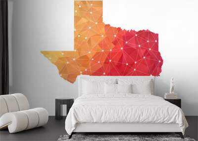 Texas Map - Abstract geometric rumpled triangular low poly style gradient graphic on white background , line dots polygonal design for your . Vector illustration eps 10. Wall mural