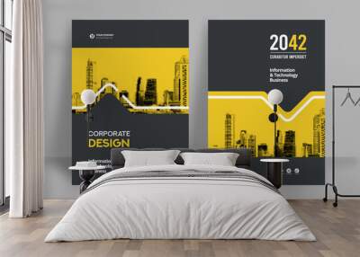 City Background Business Book Cover Design Template Wall mural