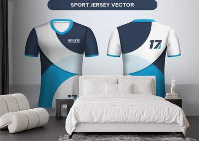 Football Jsersey design template. Soccer club uniform T-shirt front and back view. Wall mural