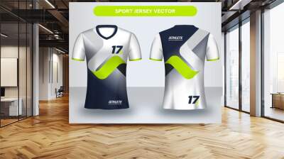 Football Jsersey design template. Soccer club uniform T-shirt front and back view. Wall mural