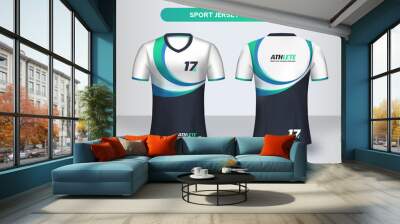 Football Jsersey design template. Soccer club uniform T-shirt front and back view. Wall mural