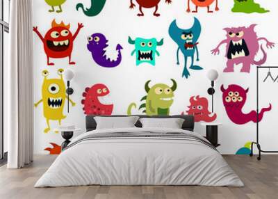 cartoon monsters set. colorful toy cute monster. vector Wall mural