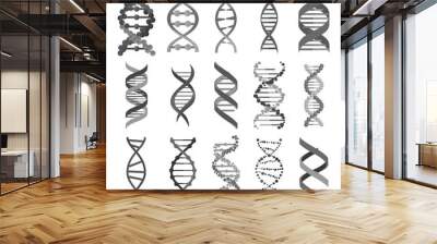 DNA molecule sign set, genetic elements and icons collection strand. Vector Wall mural