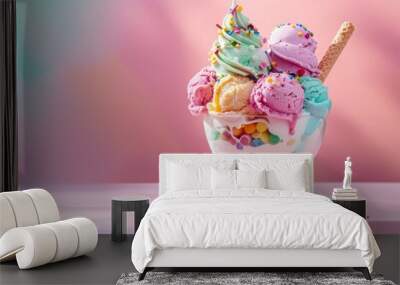 Colorful Ice Cream Sundae with Sprinkles Wall mural