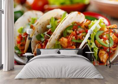 Delicious Chicken Tacos with Pico de Gallo Wall mural